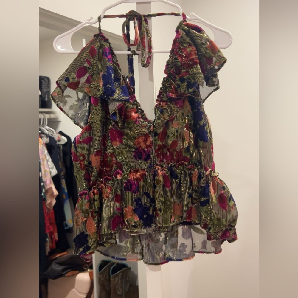 Parker Multicolor Floral Ruffle Blouse